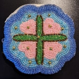 Blue Beaded Coin Pouch